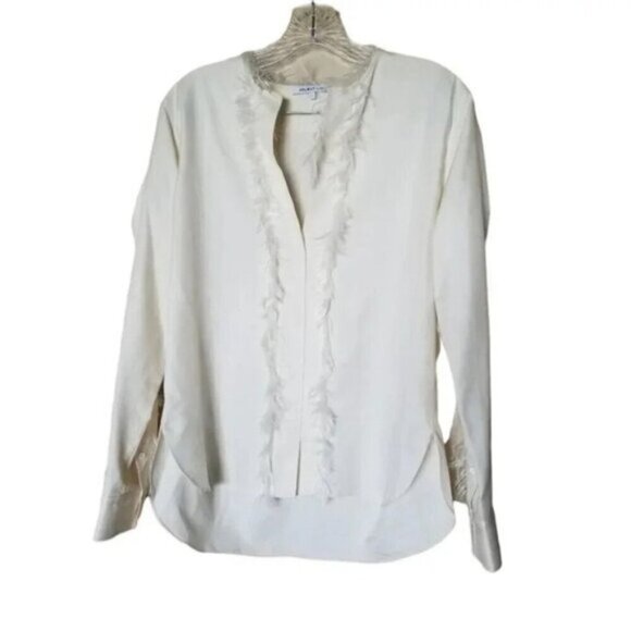 Helmut Lang Silk Feather Trim Tunic Blouse S - Picture 1 of 15